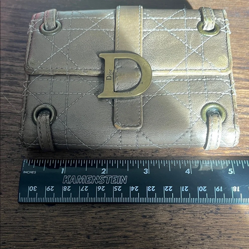 Christian Dior Tan Quilted Leather Wallet